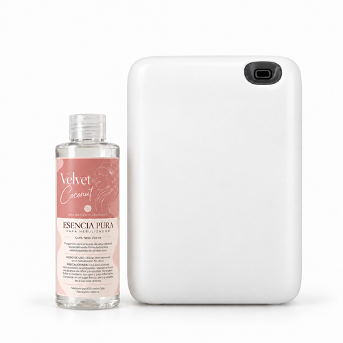 Difusor de aromas nebulizador OV-2 Pro blanco junto a esencia Velvet Coconut de 250 ml