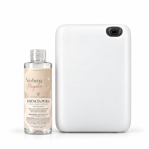 Difusor de aromas nebulizador OV-2 Pro blanco junto a esencia Verbena Magnolia de 250 ml